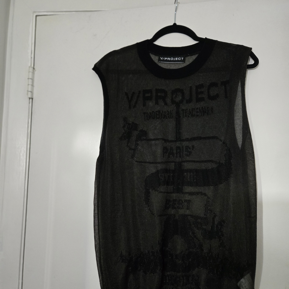 Y/Project Black Mesh Sleeveless Top
